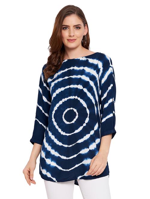 boat neck tie & dye regular tunic - 18381241 - Very Small Image - 1