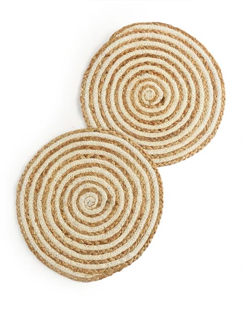 dr.soft cotton & natural jute anti slip table placemats 35 cms round, set of 2 - 18381776 - Very Small Image - 1