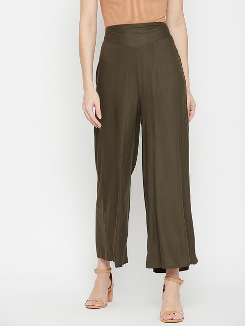 mid rise solid flared palazzo - 18381801 - Very Small Image - 1