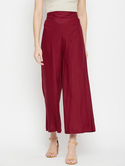 mid rise solid flared palazzo - 18381802 - Very Small Image - 1