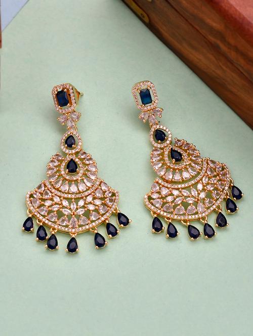 gold brass drop earring - 18381817 - Very Small Image - 1