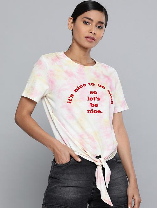 short sleeved chest-printed regular top - 18381907 - Very Small Image - 1