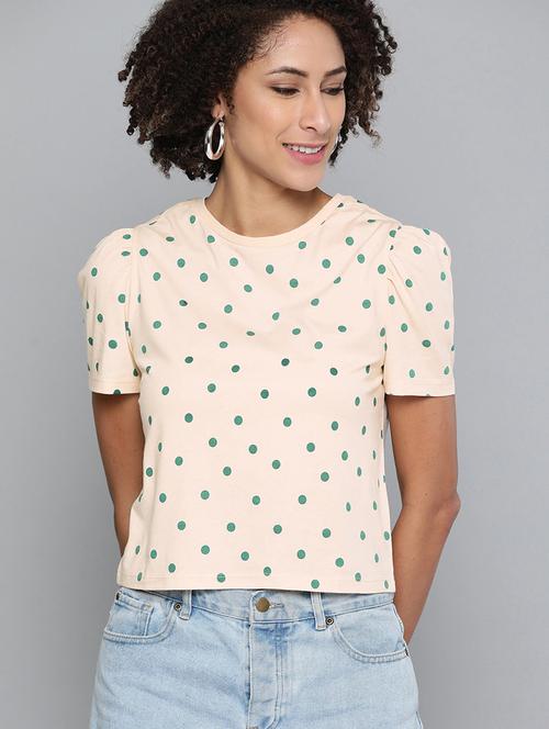 puff sleeved polka printed regular top - 18381942 - Very Small Image - 1
