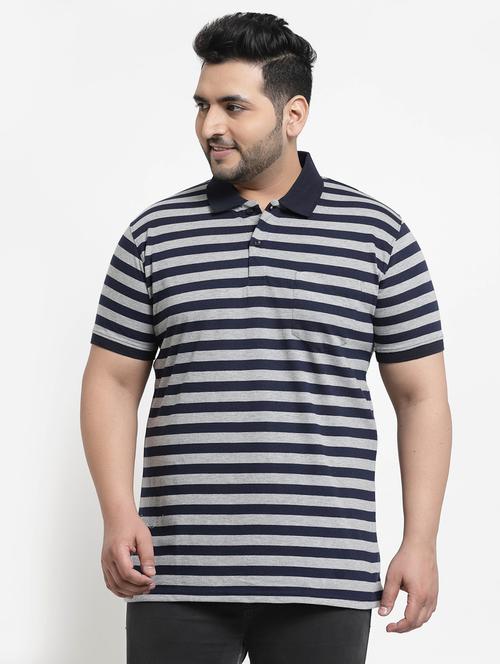 navy blue striped polo t-shirt - 18382577 - Very Small Image - 1