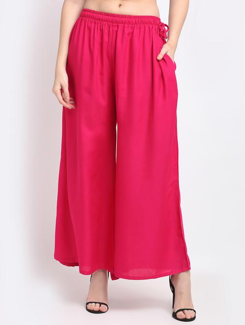 pink solid flared palazzo - 18383093 - Very Small Image - 1