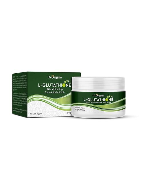 la organo l- glutathione face & body scrub for skin whitening, brightening & anti ageing, enrich with vitamin c (pack of 1) 50g - 18384033 - Very Small Image - 1