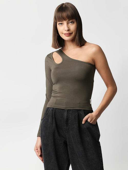 women's crop single shoulder top - 18384064 - Very Small Image - 1