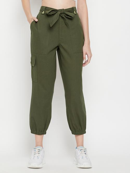 tie front solid cargos trouser - 18384482 - Very Small Image - 1