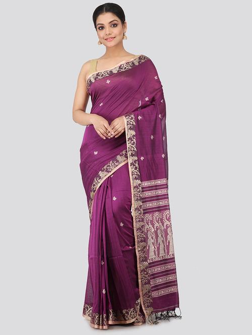 pink cotton handloom saree with blouse - 18384665 - Very Small Image - 1