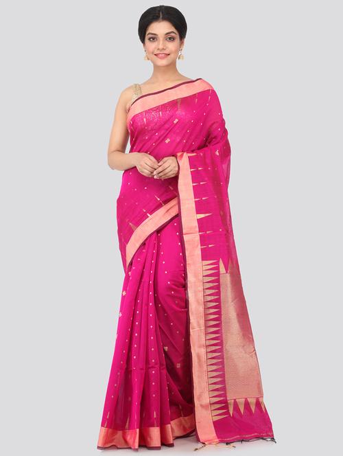 pink cotton silk handloom saree with blouse - 18384765 - Very Small Image - 1