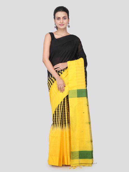 black cotton silk handloom saree - 18384946 - Very Small Image - 1