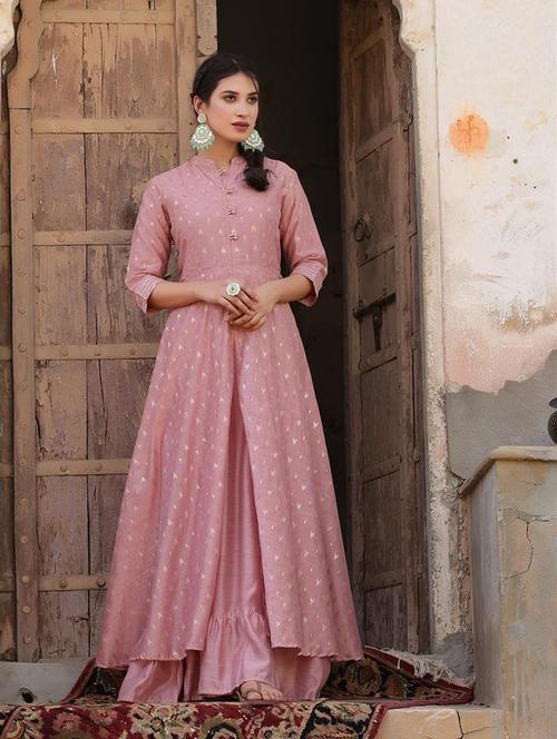 pink printed high slit kurta - 18386033 - Very Small Image - 1