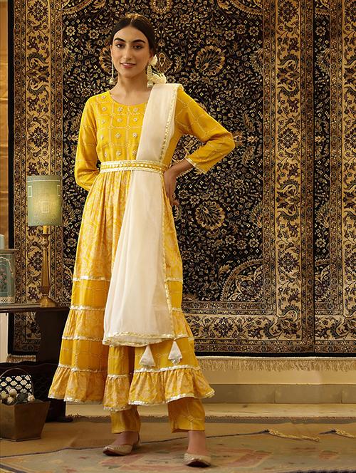 yellow cotton suit  set - 18386111 - Very Small Image - 1