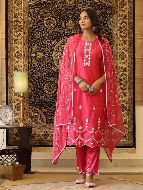 Pink Jaam Silk Suit Set - 18386131 - Very Small Image - 1