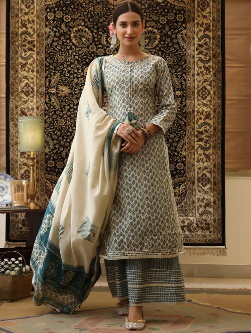 green modal kurta sharara  set - 18386171 - Very Small Image - 1