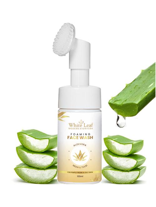 white leaf aloe vera neem extract face wash skin purifying & deep cleansing, moisturizing, anti aging-anti acne face wash 100ml - 18386724 - Very Small Image - 1