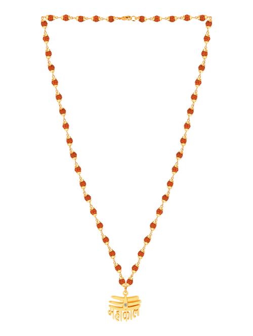 gold plated loard shiva mahakal locket with rudraksha mala - 18387054 - Very Small Image - 1