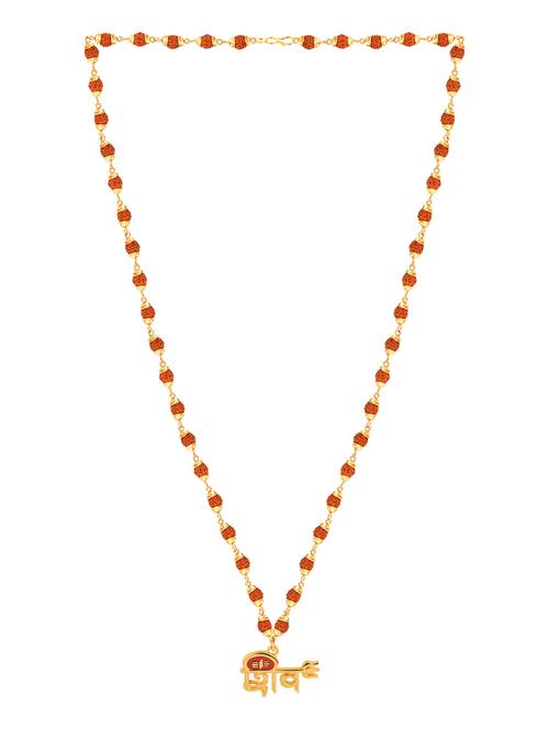 attractive gold plated shiv rudraksha pendant mala - 18387056 - Very Small Image - 1