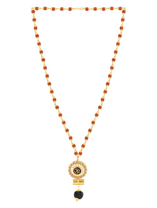 attractive gold plated rudraksha designer pendant mala  - 18387062 - Very Small Image - 1