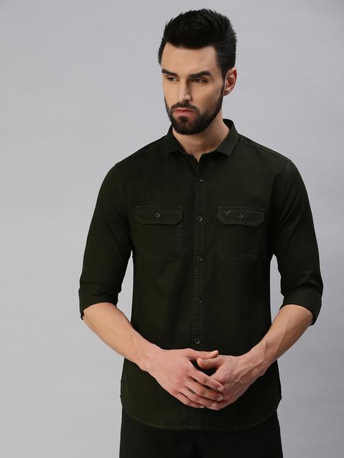 mens solid casual shirt - 18389636 - Very Small Image - 1
