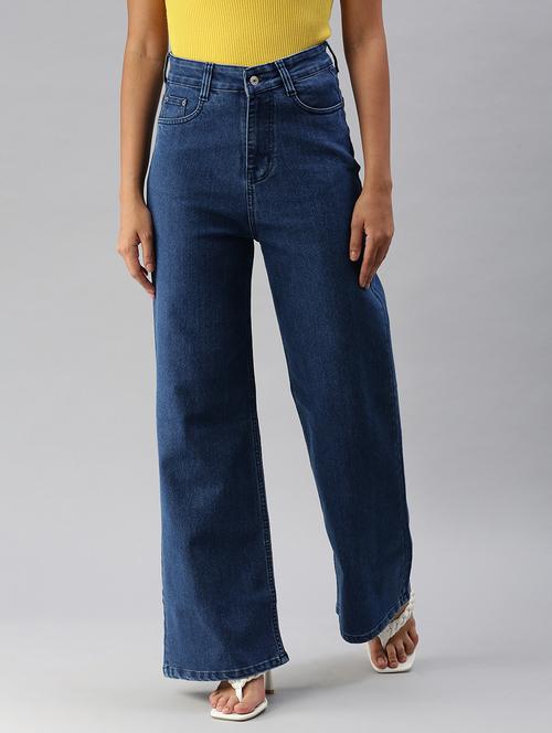 women's plain wide leg jeans - 18390308 - Very Small Image - 1