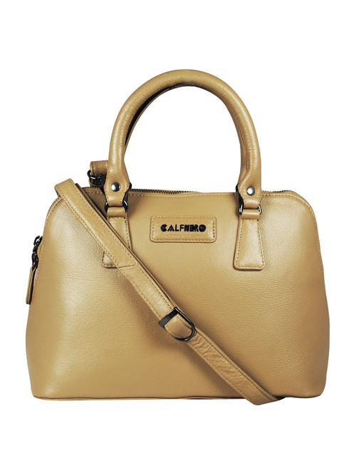 beige solid regular handbag - 18390566 - Very Small Image - 1