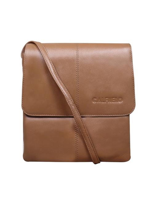 brown textured regular sling bag - 18390630 - Very Small Image - 1