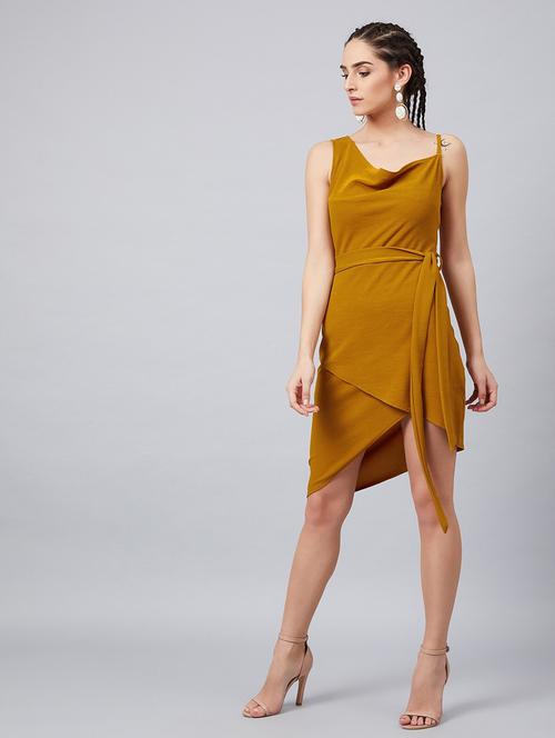 women's wrap solid dress - 18391248 - Very Small Image - 1