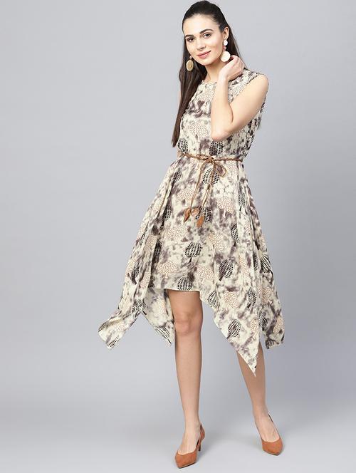 sleeveless printed a-line dress - 18391295 - Very Small Image - 1
