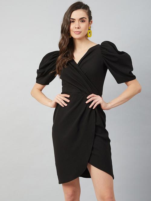 women's wrap solid dress - 18391693 - Very Small Image - 1