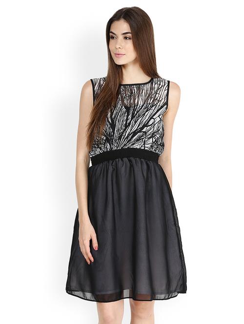 round neck printed blouson dress - 18391714 - Very Small Image - 1