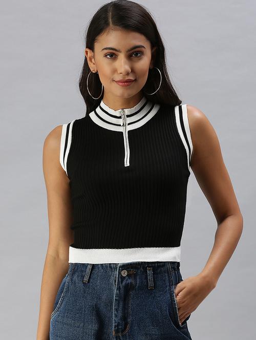 women's crop high neck top - 18392226 - Very Small Image - 1