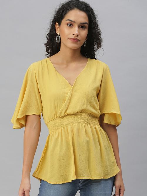 Women's Peplum V Neck Top - 18392372 - Very Small Image - 1