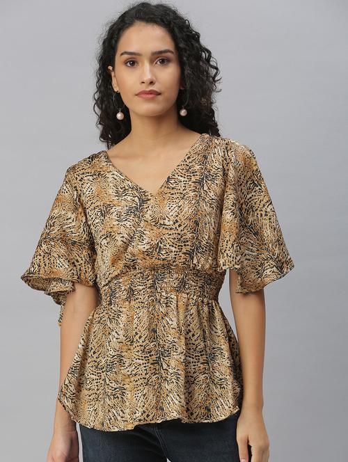 Women's Peplum V Neck Top - 18392391 - Very Small Image - 1