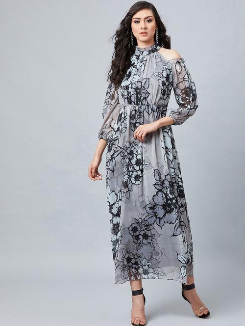 cold shoulder printed maxi dress - 18392413 - Very Small Image - 1