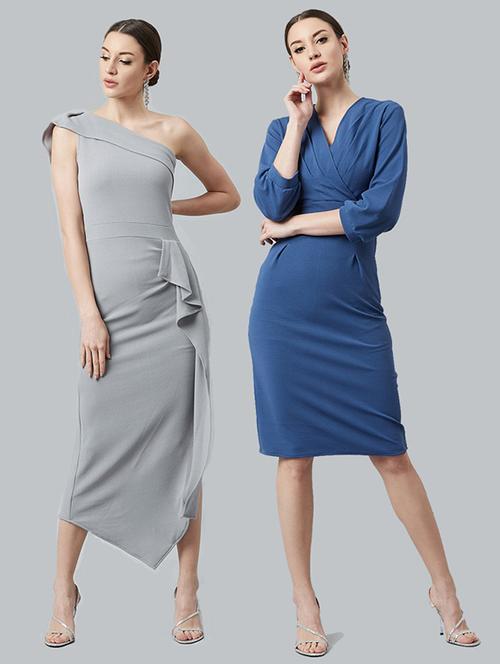 set of 3 multi colored solid sheath dress - 18392477 - Very Small Image - 1