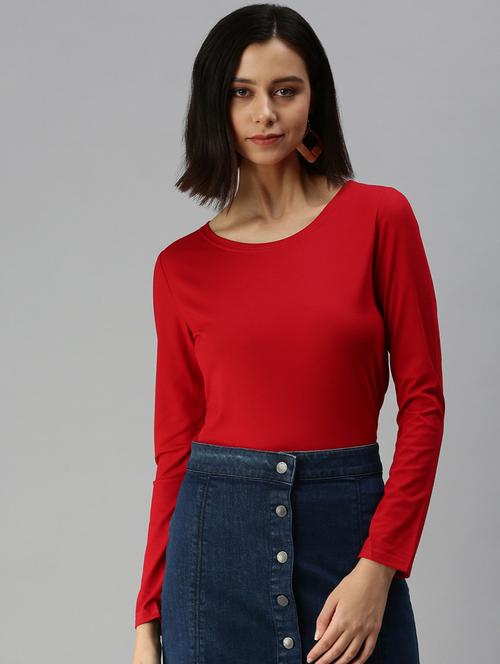 women's straight round neck top - 18392646 - Very Small Image - 1