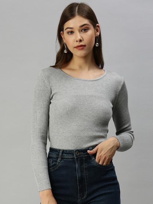 round neck solid regular top - 18393041 - Very Small Image - 1