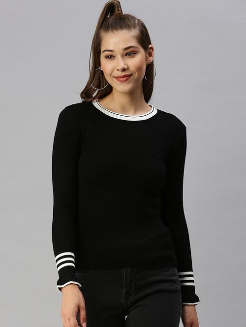 women's straight round neck top - 18393046 - Very Small Image - 1