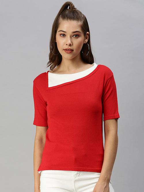 women's straight boat neck top - 18393061 - Very Small Image - 1