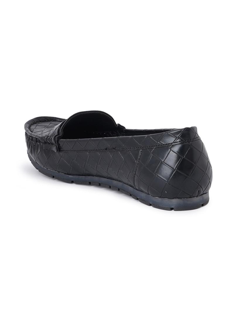 black synthetic slip on loafers - 18393521 - Standard Image - 3