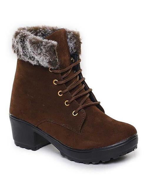 brown mesh laceup boots - 18394566 - Very Small Image - 1