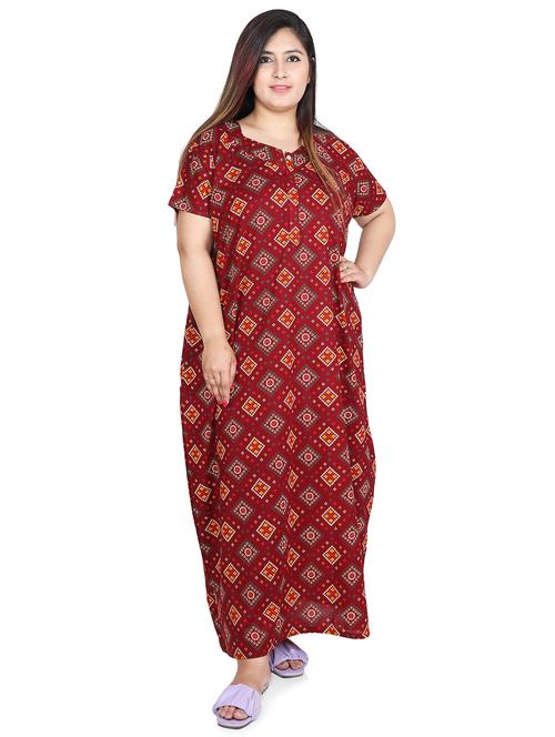 square neck printed nighty  - 18394903 - Very Small Image - 1