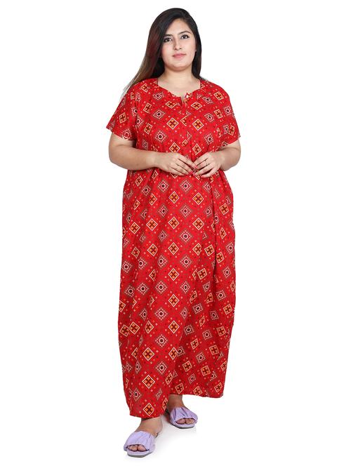 square neck printed nighty  - 18394905 - Very Small Image - 1