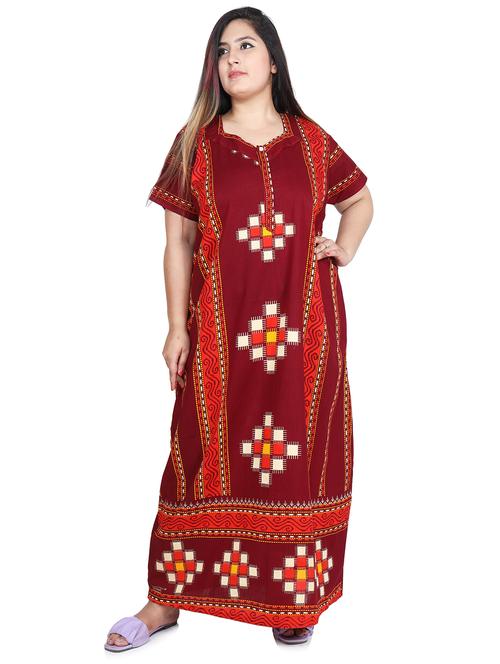 square neck printed nighty  - 18394912 - Very Small Image - 1