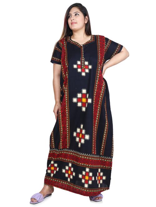 square neck printed nighty  - 18394913 - Very Small Image - 1