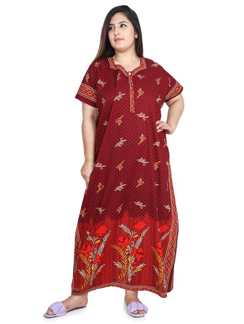 square neck printed nighty  - 18394920 - Very Small Image - 1