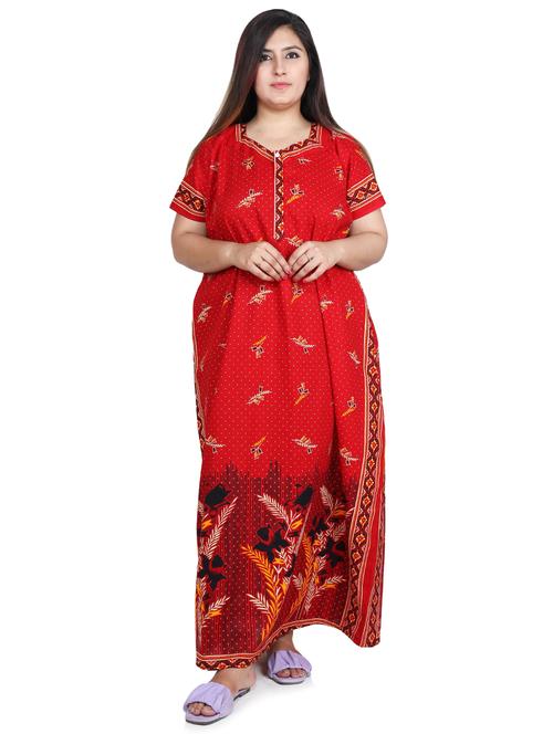 square neck printed nighty  - 18394922 - Very Small Image - 1