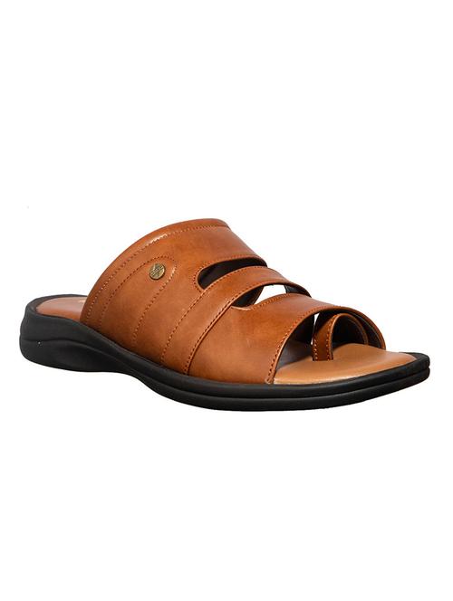 brown leatherette slip on sandals - 18395280 - Very Small Image - 1