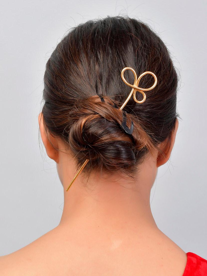gold plated trinetta knot hair stick - 18395853 - Zoom Image - 4